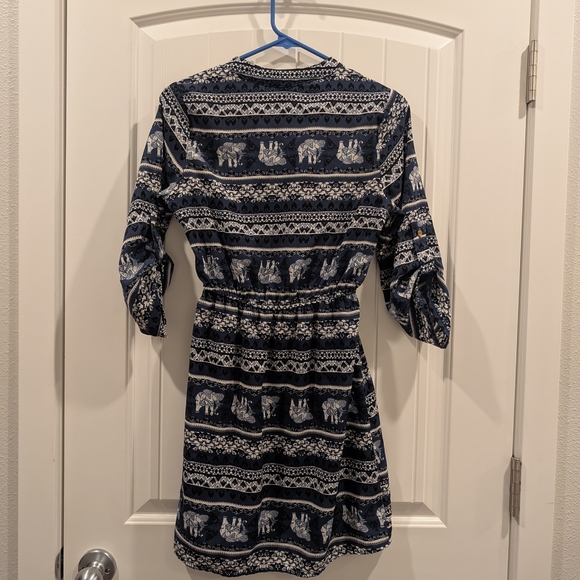 3 FOR $12 Rue21 Blue and White Patterned Dress - Picture 3 of 3